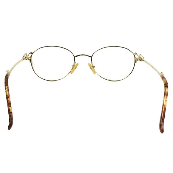 Joan Collins Lace Eyeglasses Frames Round Gold Tortoise Metal 48-19-130 - Picture 8 of 9